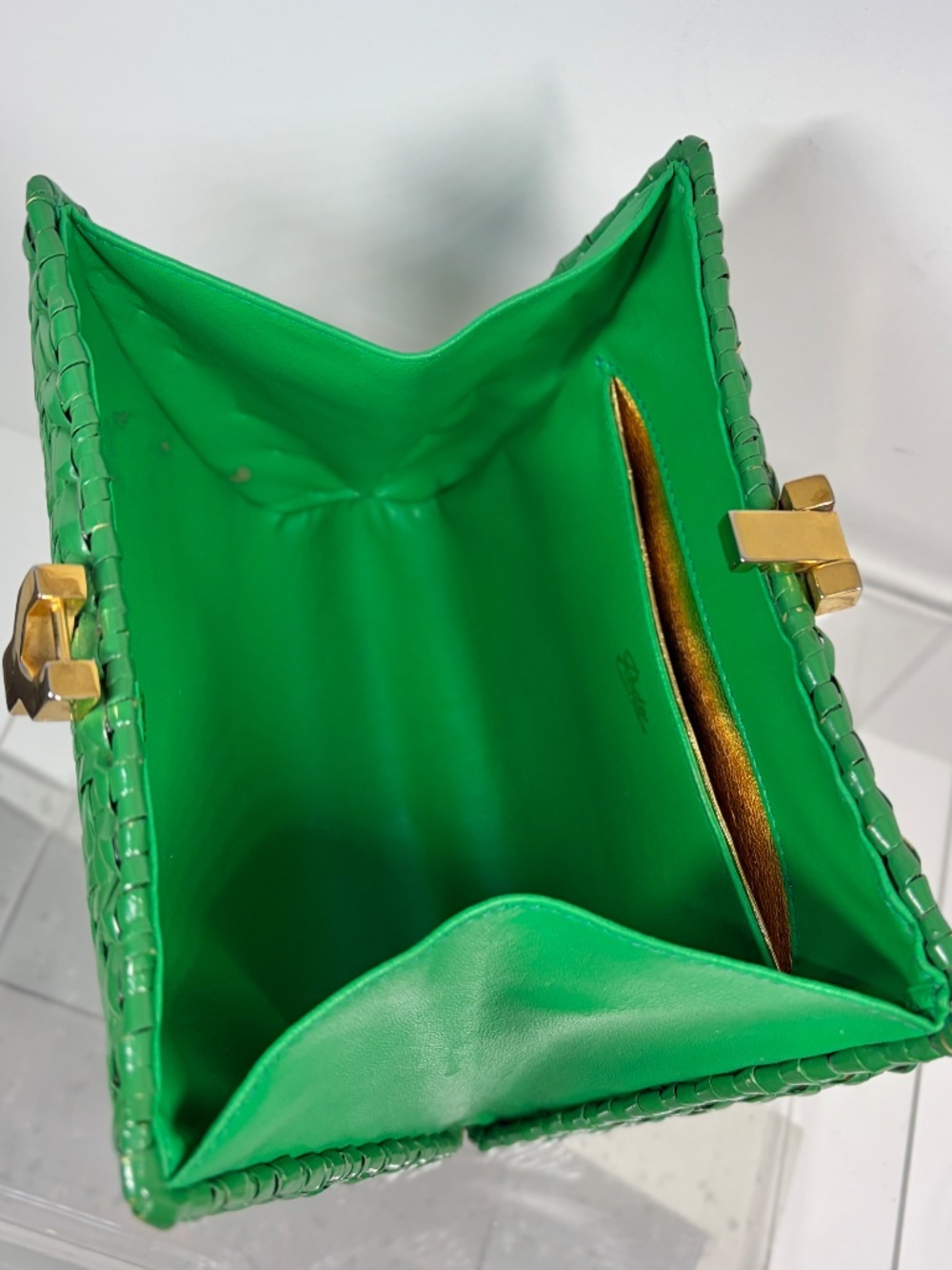 RODO Italy GREEN Wicker Clutch 60s 70s Designer Purse HTF Vintage Evening Italy - Picture 7 of 16